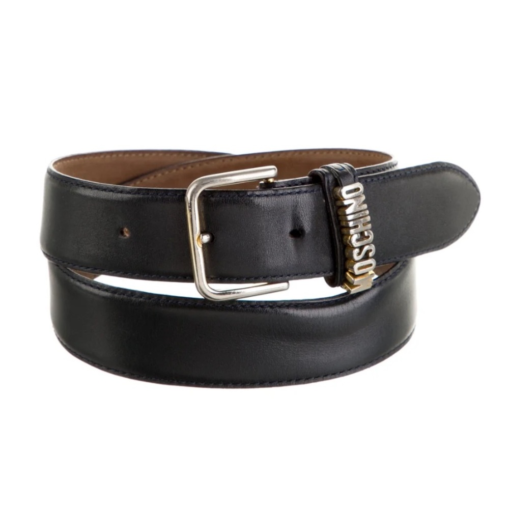 Moschino Black Leather Belt - 30"